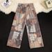 Nordic Inspired Niche Design Wide Leg Jeans, Unisex, Distressed Straight Leg Casual Trousers, Floor Length Pants._mkmklike.com