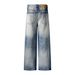 Washed Distressed White Denim Cleanfit Punk Loose Wide-Leg Dad Men's Vintage Frayed Straight-Leg Pants_mkmklike.com