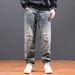 Trendy Brand Jeans Men's Loose Straight Autumn Hole Patch Beggar Trousers Men's Casual Personality Trendy Men's Trousers_mkmklike.com