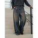 Men's Clothing Men's Loose Straight Leg Jeans European Style Minimalist Retro Color Washed Casual Trousers_mkmklike.com