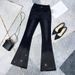 Women's Clothing High-Waisted Rhinestone Denim Jeans Black Slim Fit Long Pants With Frayed Edges Stretch Spring Autumn Fashion_mkmklike.com