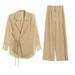 Women's Clothing High grade sun proof suit in summer chiffon splicing two piece jacket, high waist wide leg trousers, two piece suit_mkmklike.com