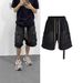 Men's Vintage Workwear Denim Shorts Distressed Raw Hem Multi-Pocket Cargo Design 5-Inch Inseam Retro Streetwear Blue Black S-3XL_mkmklike.com