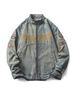 Northfold Washed Gray Stand Collar Denim For Men Spring Vintage Trendy Brand Zipper Embroidered American Harrington Jacket_mkmklike.com