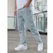 Men's Slim Fit Stretch Jeans Light Blue Casual Straight Leg Trousers Midweight Softener Machine Washable_mkmklike.com
