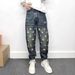 Men's Clothing Trendy Skinny Tapered Jeans Casual Retro Style Distressed Straight-Leg Jeans Edgy Pants_mkmklike.com