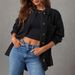 Women's Oversized Boyfriend Denim Jacket Button Down Long Sleeve Two Piece Casual Outerwear_mkmklike.com