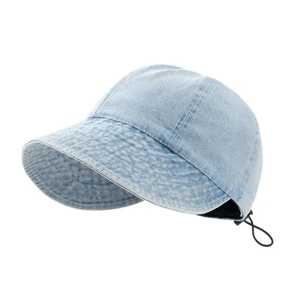 Hot Sale Korean Washed Denim Fisherman Hat Spring Summer Women Wide Brim Sun Protection Hats All-match Adjustable Drawstring_mkmklike.com