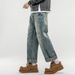 American Retro Spring Jeans, Men's Straight Harlan Loose Trendy Brand Washed Double Craft Middle Waist Youth Large Size K11 Denim_mkmklike.com