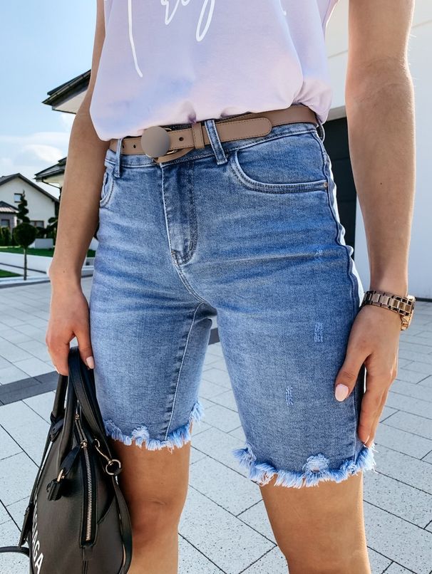 Women's Clothing Summer New Denim Ripped Five Point Pants Fashion Furry Edge Fringed Jeans For Women_mkmklike.com