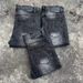Vintage Black Denim Jeans – Distressed Lightning Wash With High-Rise Flare & Hand-Painted Details_mkmklike.com