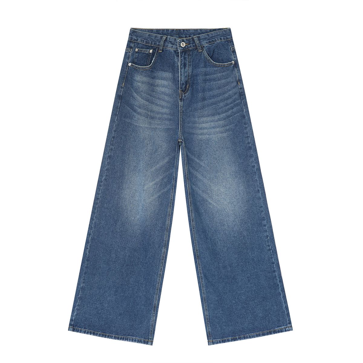 EF JEANS | 2024 New High Street Retro Old Wide Leg Pants Mopping Jeans Tide Straight Loose Dark Blue_mkmklike.com