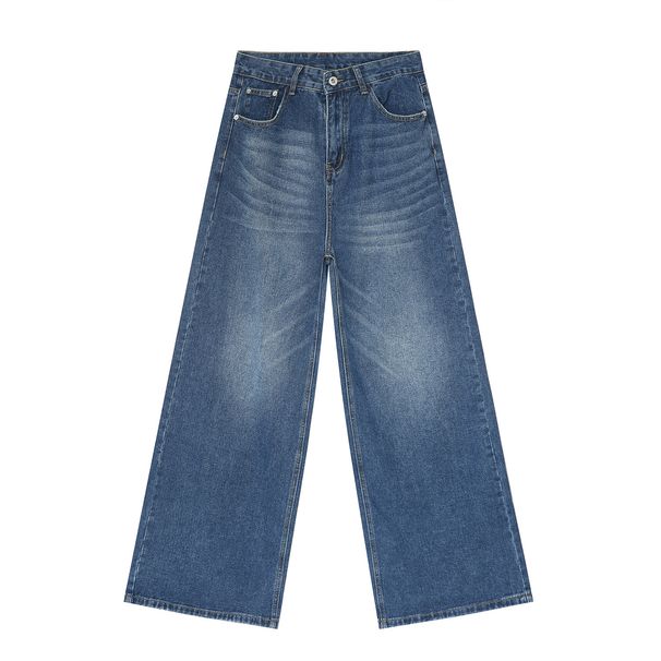 EF JEANS | 2024 New High Street Retro Old Wide Leg Pants Mopping Jeans Tide Straight Loose Dark Blue_mkmklike.com