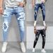 Men's Distressed Cat Whisker Patchwork Jeans – Slim Fit Stretch Denim, Vintage Wash (Cotton, Straight Leg, Streetwear Essential)_mkmklike.com