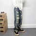 Men's Clothing Men's Distressed Patched Jeans Casual Edgy Straight Leg Loose Fit Trendy High Street Style For Formal & Casual_mkmklike.com