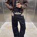 American High Street Niche Design Splicing Scarf Curved Knife Japanese Oka Straight Leg Jeans Men's Loose Pants_mkmklike.com