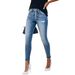 Women's Clothing Button Down Ripped Denim Skinny Pants Fashion Pencil Pants_mkmklike.com