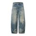 Men's & Women's Vintage Washed Straight-Leg Jeans | High Waist Loose Fit Streetwear Pants | Distressed Denim With Cuffed Hem For Casual Outfits_mkmklike.com