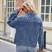 Women's Slim Fit Washed Denim Jacket - Short Length Long Sleeve Casual Coat For Streetwear & Everyday Style_mkmklike.com