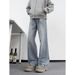 Men's Clothing Men's Blue Flared Jeans High Street Style Loose Casual Pants For Teenagers Spring For Formal & Casual_mkmklike.com