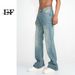 EF JEANS | 2023 New Product, Straight Versatile Solid Color Jeans, The Same For Men And Women, Non-elastic Micro-pull Retro Blue_mkmklike.com