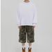 Unisex High Street Loose Straight Leg Capri Pants American Retro Washed Military Green Camouflage Ripped Jeans_mkmklike.com