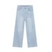 EF JEANS | 2024 Summer New Product, Korean Version Of Retro Light Blue Thin Pendant Feeling Washed And Polished White Jeans_mkmklike.com