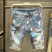 Men's Clothing Retro Washed Heavy Dye Cropped Jeans Ripped Loose Fit Wide Leg Pants Casual Outings_mkmklike.com