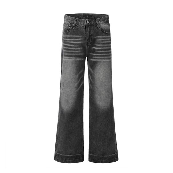 American Washed Gradient Flared Jeans For Men High Street Vibe Style Loose Casual Wide Leg Long Pants_mkmklike.com