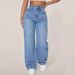 Women's High-Waisted Straight Leg Jeans Casual Spring Autumn New Clothing_mkmklike.com