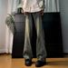 American Retro Pleated Scimitar Jeans Men's Summer New Deconstruction Design Vibe Thin And Slightly Pulled Trousers_mkmklike.com