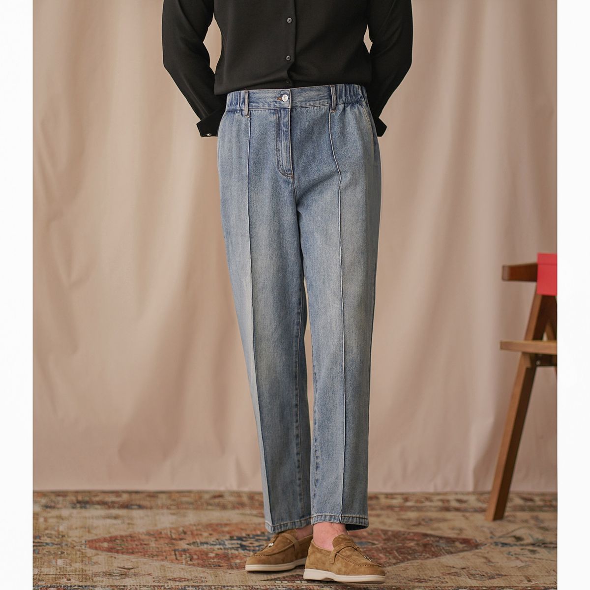 Men's Clothing Retro Jeans Fashion Straight Versatile Quality Casual Pants Business Elastic Waist Nine Point Pants_mkmklike.com