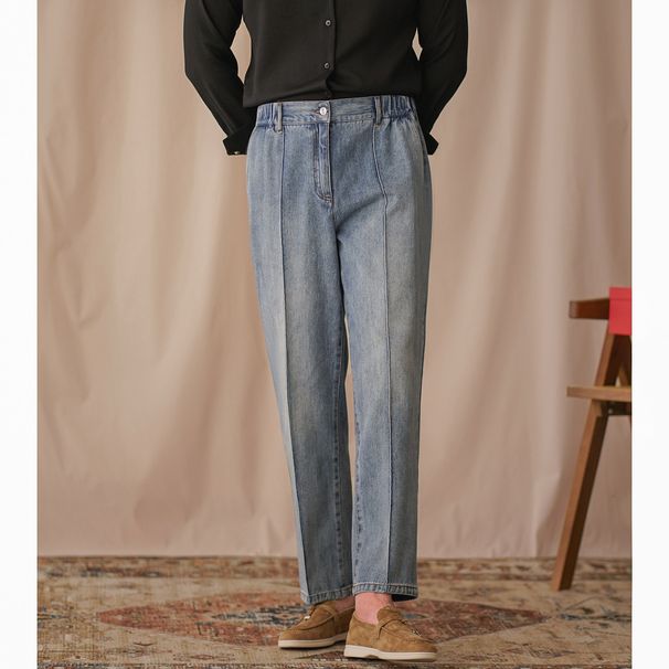 Men's Clothing Retro Jeans Fashion Straight Versatile Quality Casual Pants Business Elastic Waist Nine Point Pants_mkmklike.com