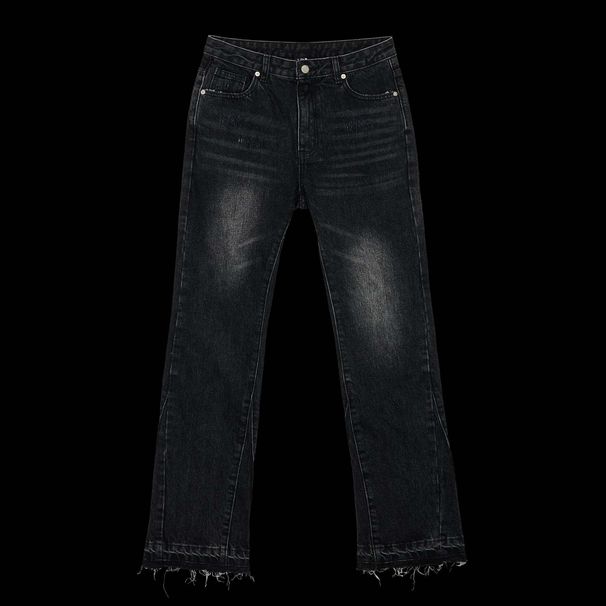 Vintage-Inspired Men's Flared Jeans Retro 90s Street Style Distressed Wash Low-Rise Straight Leg Denim S-XL Light Blue & Black_mkmklike.com