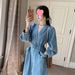 ELLE ELLE Denim Women's Fashion 2025 Spring And Autumn New European Slimming High-end French Style Long Dress_mkmklike.com