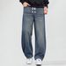 Spring And Autumn New Extended Curved Knife Jeans Men's American Loose Splicing Retro Wide Leg Pants With Fat And Large Size Men's Pants_mkmklike.com