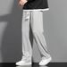 Casual Sports Long Pants Male Garment Men Casual Pants Solid Color Drawstring Elastic Waist Loose Fit Long Trousers_mkmklike.com