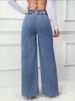 K Versatile Straight Tube Loose High Waisted Double Button Solid Color Women's Jeans_mkmklike.com