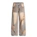 Wasteland Style Design Vintage Wide-Leg Mid-Low Waist Jeans Hot Girl Casual Extended Slimming Pants For Women_mkmklike.com