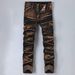 Men's Straight Leg Slim Fit Stretch Jeans Irregular Patterns Multiple Embellishments Heavy Duty Craftsmanship Denim_mkmklike.com