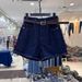 Women's High-Waisted Slimming Denim Shorts Dark Blue 2025 Summer Style Thin Loose Wide Leg A-Line Shorts_mkmklike.com