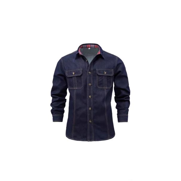 Men's Clothing Trendy Patchwork Denim Shirt Short Sleeve Work Shirt Jacket Spring Summer Versatile_mkmklike.com