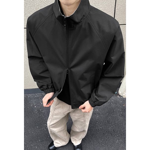 American-style Color-block Flight Jacket For Men, Spring Cleanfit Double-zipper Sports Jacket, Outdoor Three-proof_mkmklike.com