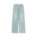 Women's High-Waisted Wide Leg Jeans Rhinestone Design Loose Fit Slimming Heavy Duty Straight Leg Pants For Autumn_mkmklike.com