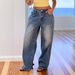 Women's Clothing Retro Washed Heart Back Pocket Wide Leg Jeans Loose Fit Sexy Women's Denim Fashion Style_mkmklike.com