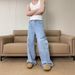 Vintage Washed Denim Cargo Pants For Men & Women - Relaxed Fit Wide Leg Jeans With Multiple Pockets - Comfortable Polyester Workwear Trousers_mkmklike.com
