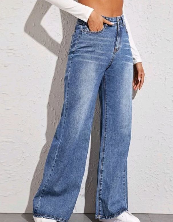 Vintage Washed High-Waisted Wide Leg Jeans – Distressed Cat Whisker Details & Comfort Stretch_mkmklike.com