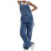 Pure Size Couple Outfit European And American Men's Suspender Jumpsuit Ripped Denim Workwear Long Pants_mkmklike.com