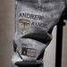 Slim Fit Jeans For Men Trendy Hand Embroidered Elastic Waist Skinny Trousers Gray Washed Summer Style_mkmklike.com