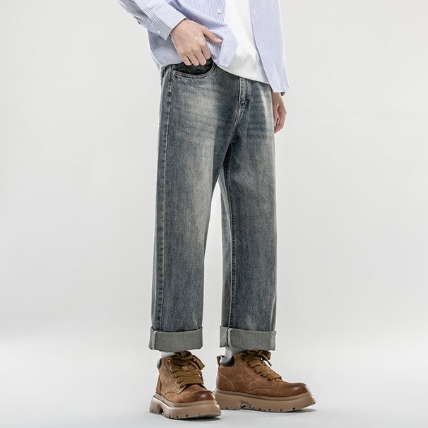 New Spring Jeans Men's Harlan Loose Trendy Brand American Retro Washing Double Craft Medium Waist Large Size Youth Embroidery Knowledge Clothes_mkmklike.com